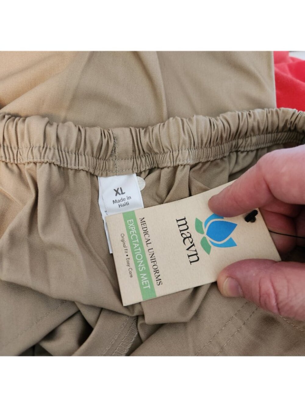 Maevn Khaki Brown XL XLARGE Elastic Waist Comfort Pants Scrubs Work Womens NEW - Picture 5 of 5